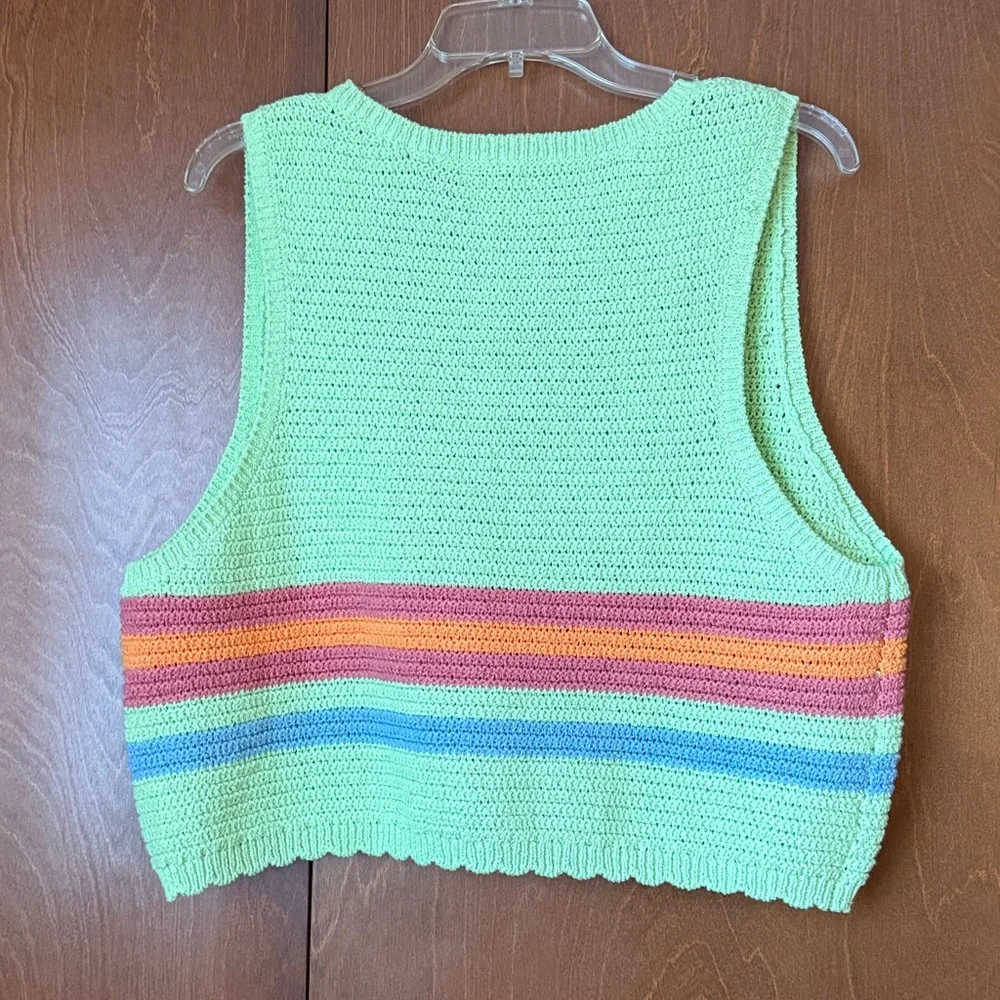 BDG UO Green, Pink, Orange & Blue Striped Knit Vest, NWT Sz XL - Picture 5 of 7